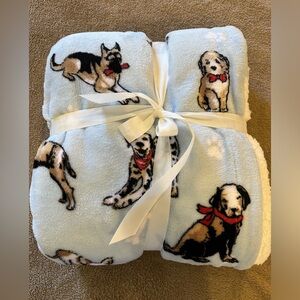 Cozy Blue Blanket with Dog Print